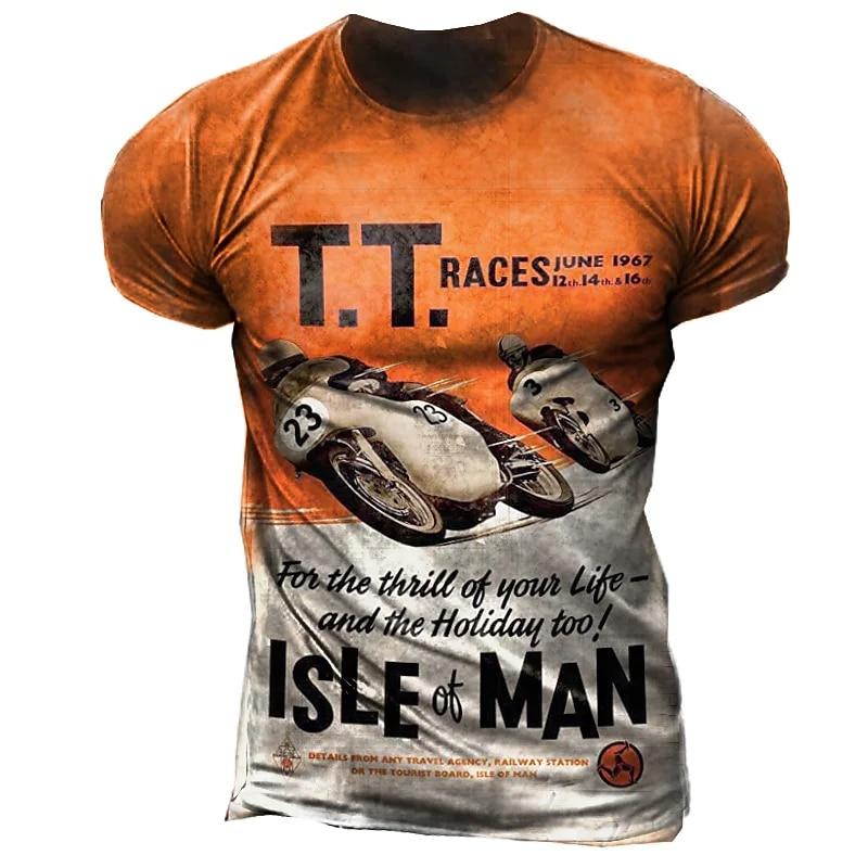 ETST 07 Mannen Vintage Motorfiets T-shirt 3d Print Casual Korte Mouw Losse Oversized T-shirts Voor Mannen Sweatshirt Heren Top Kleding camise L