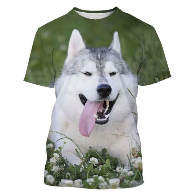 ETST 07 Zomer Grappige Hond Husky 3D Print Mannen T-shirt Mode Unisex Casual Harajuku Street Style Ronde Hals Korte mouwen T-shirts 3XL