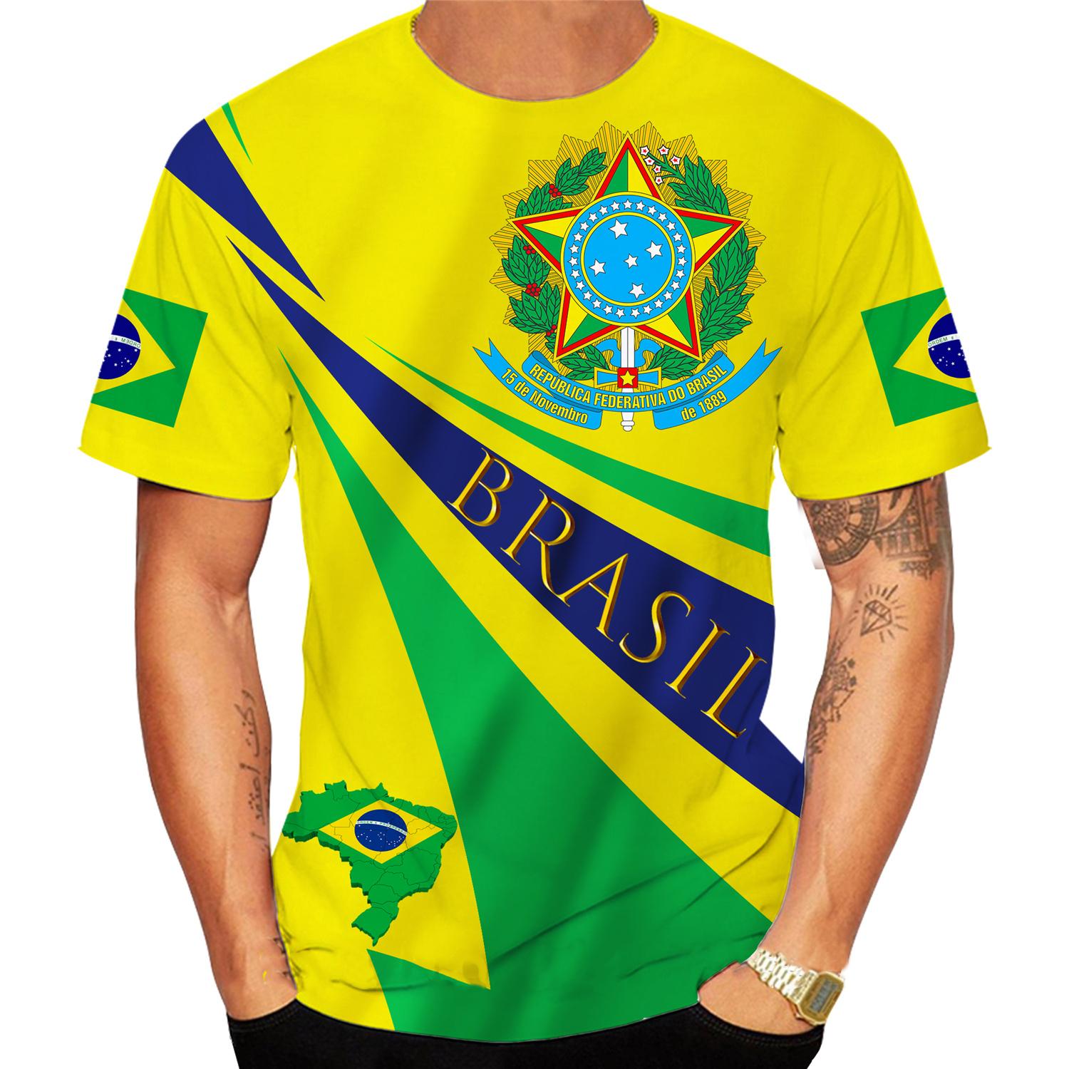 TIP723 Honderdjarig jubileum van Brazilië Heren T-shirt Zomer O Hals Trui Korte Mouw Mode Coole Kleding Braziliaanse Vlag Oversized Herenkleding XL