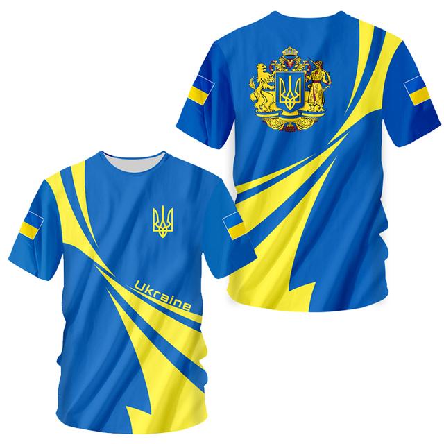 Factory Outlet Clothing Oekraïne Heren T-shirts Oekraïense Vlag Shirt 3D Bedrukt O-hals Oversized Korte Mouwen Jersey Mode Herenkleding Streetwear L roodbruin