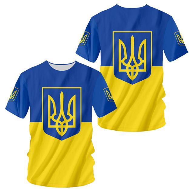 Factory Outlet Clothing Oekraïne Heren T-shirts Oekraïense Vlag Shirt 3D Bedrukt O-hals Oversized Korte Mouwen Jersey Mode Herenkleding Streetwear XL grijze kleur