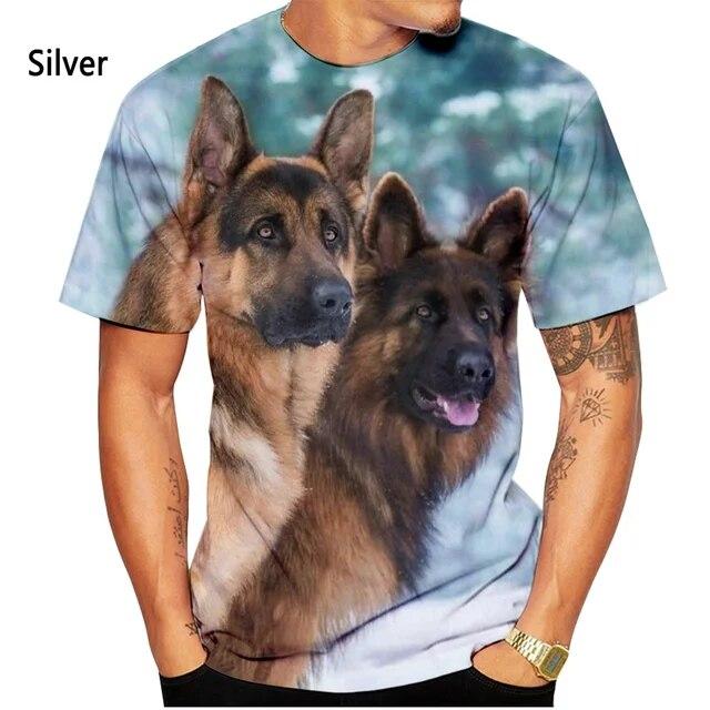 ETST 07 Heren Dames Zomermode Duitse Herder 3D Printing T-shirt Casual Hondenshirt met korte mouwen Tops L