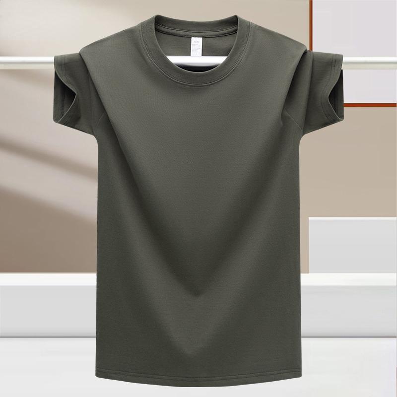 LOVE YOURSELF PLEASE Zomer-T-shirt van 100% katoen voor heren – losse pasvorm, ademend effen gekleurd T-shirt voor buitensporten en fitnessoefeningen L