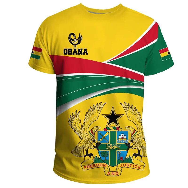 Xin nan zhuang Zomer Nieuwe Tigre Afrikaanse Land Vlag Heren Print T-shirt Ghana Nationaal Embleem Grafisch Casual Oversized T-shirts Mannelijke T-shirts Tops XXL