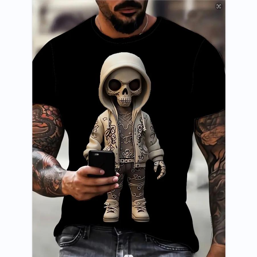 TIP723 Mode Leuke Cartoon Zomer Heren T-shirts Lichtgewicht Ademend Casual Kinderen Ronde Hals Mouw Kort Streetwear Oversized Tops M