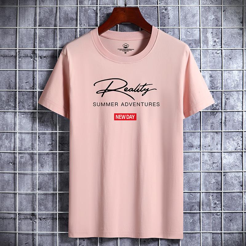QICED Katoenen T-shirt met korte mouwen Herenmode Losse shirt met halve mouwen Bedrukt meelevend shirt XXXL