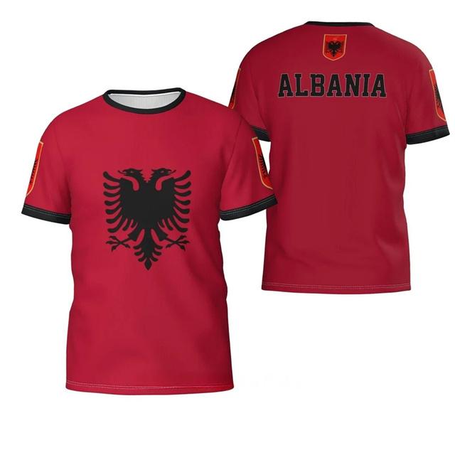 Xuhaijian02 Albanië Vlag Grafische T-shirts Albanees Nationaal Embleem 3D Print T-shirt Voor Mannen Kleding Sport Contest Jersey Eagle Tee jongen Tops L