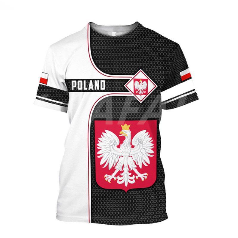 ETST WENDY POLSKA Polen Nationaal Embleem Bedrukt T-shirt Heren Korte Mouw O-hals Losse Plus Size Mode 2023 Heren T-shirt 4XL
