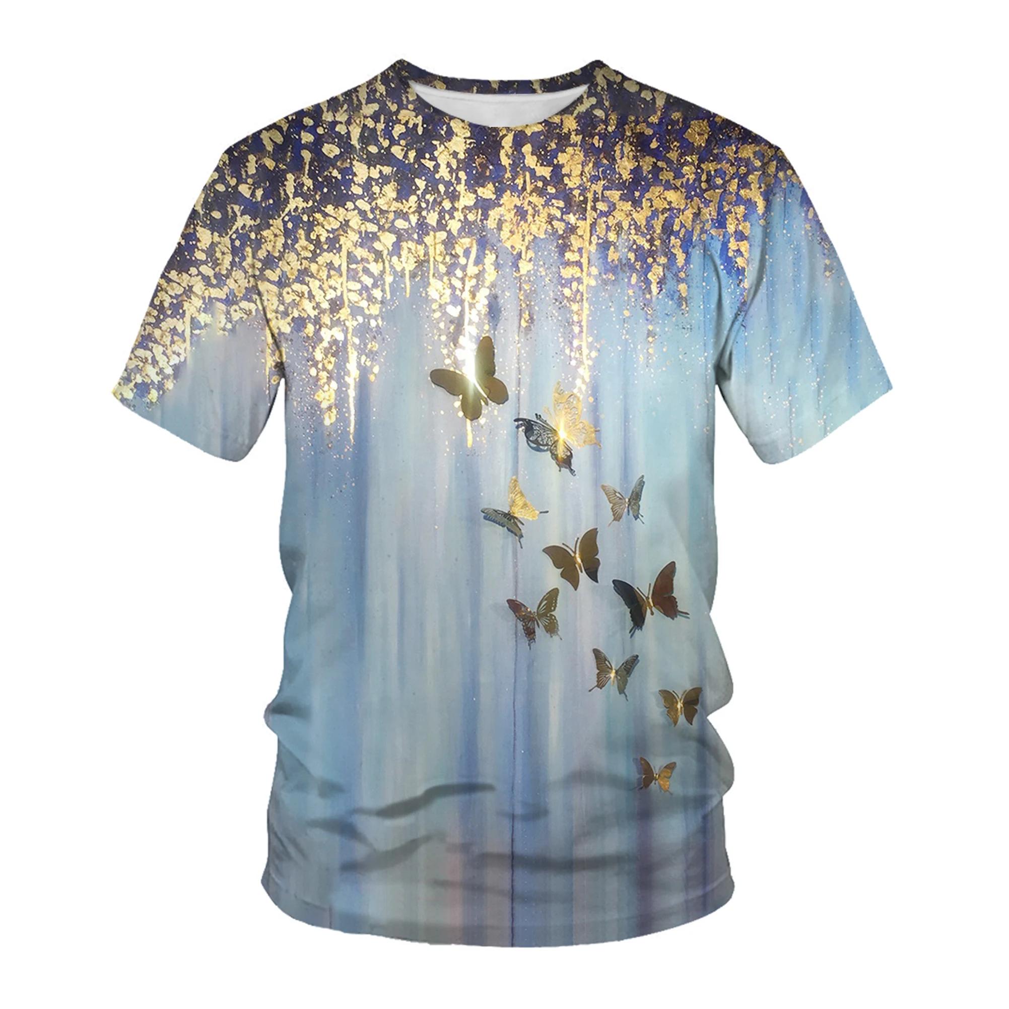 Laoxu Nieuwe modetrends Zomer Heren 3D-geprint T-shirt, Insecten bedrukte kleding, Vogels, Vlinders, Harajuku, Casual, Unisex Top XL