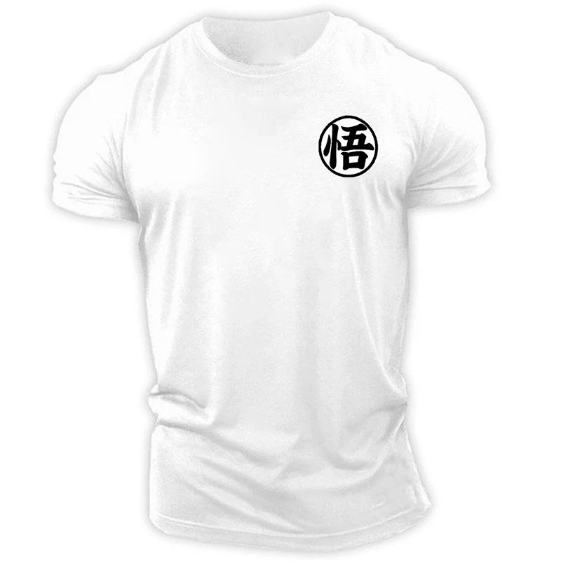 Laoxu Workout Heren Gym T-shirt Goku Print Korte Mouwen T-shirt Zomer Casual Tee Streetwear Heren O-hals Sweatshirt Dameskleding M