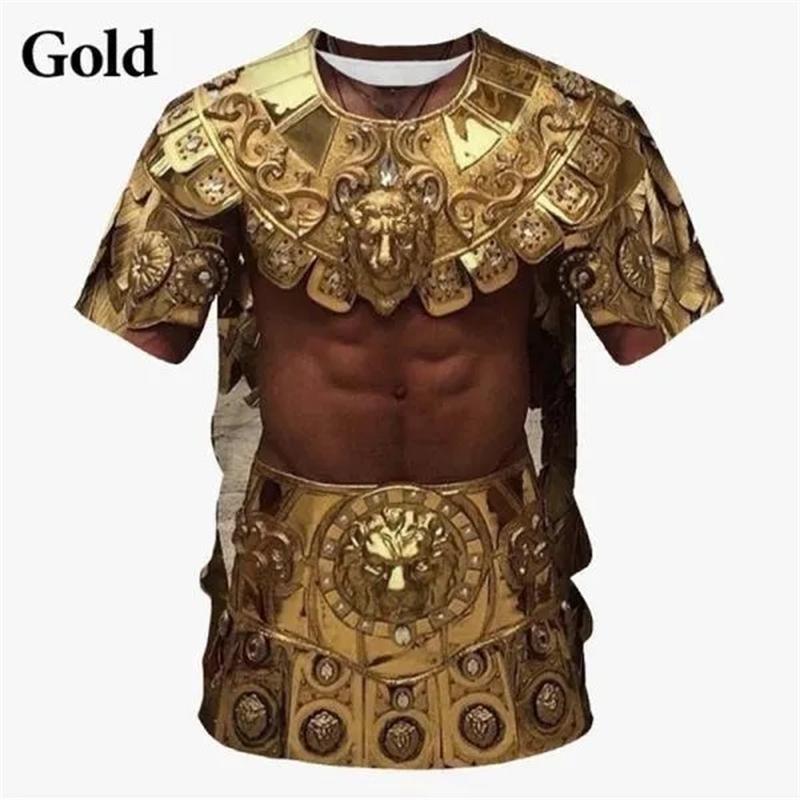 ETST 007 3D-geprinte casual grappige ronde hals korte mouwen T-shirt voor heren Middeleeuwse pantserpatroon T-shirts Oversized T-shirt Tops 6XL