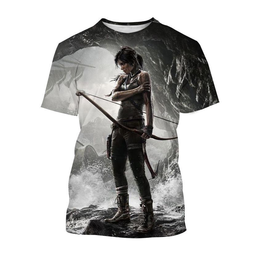 ETST 009 Nieuwe best verkochte Tomb Raider 3D-geprinte T-shirt Tomb Raider Lara Personality Heren Dames Coole straatstijl Korte mouw Kinderen 2XL
