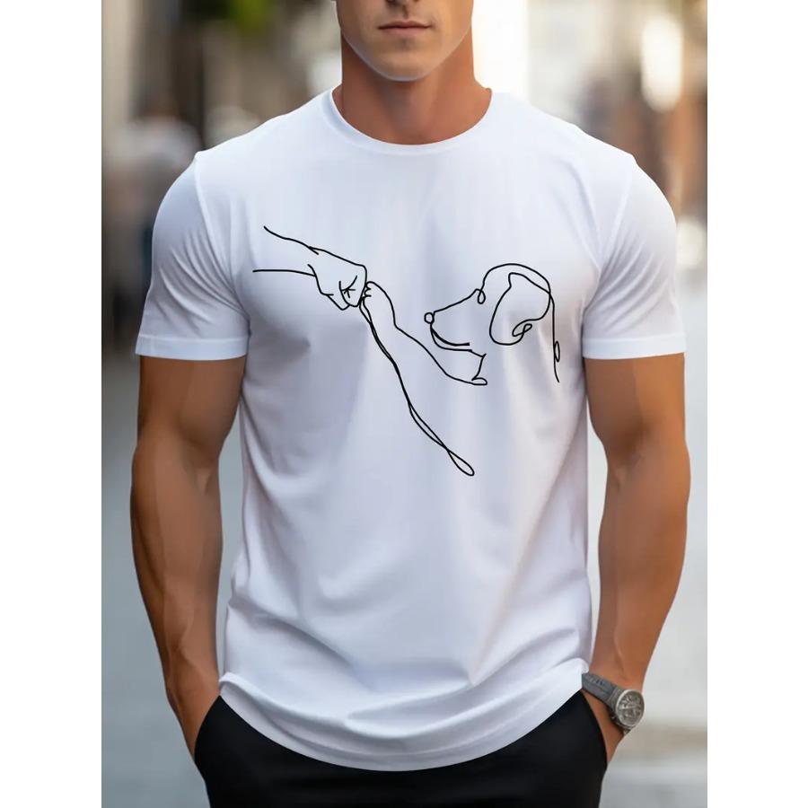 HerSight Zomermode Crew Neck Tee - Grappige hond en vuistprint, comfortabel, veelzijdig, korte mouw, ademend, perfect voor buitensporten en casual wear M