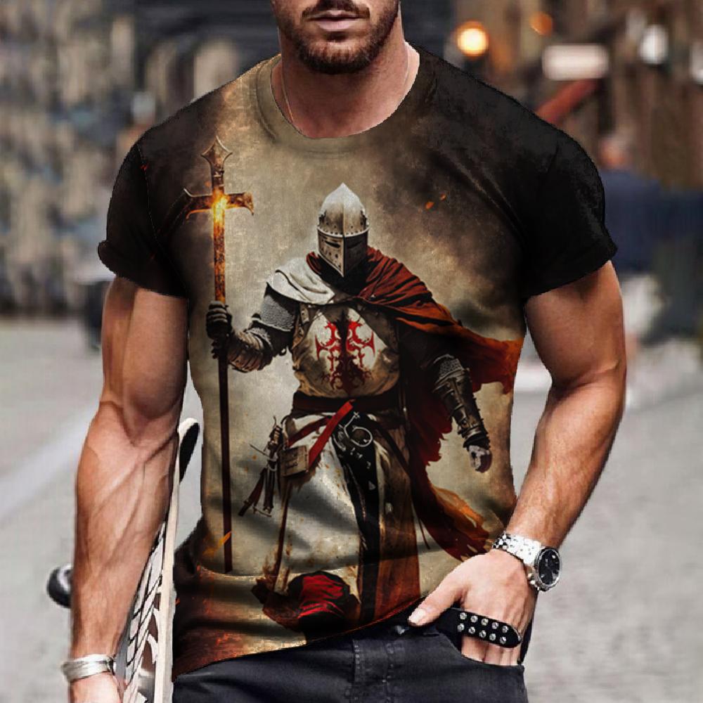 ETST 05 Vintage Heren T-shirts Tempeliers Print T-shirts Voor Mannen Zomer Oversized Tops Korte Mouw Tees Casual O-hals Mannen kleding 6XL