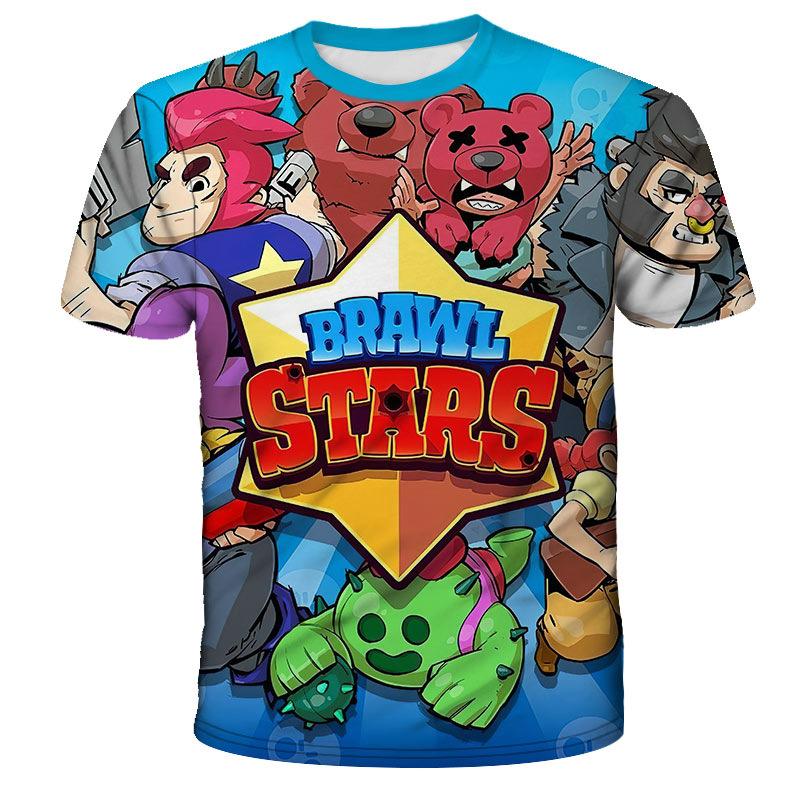 Baibao QIQI Polyester Snel drogend BRAWL STARS Heren Top Zomer Kinderen Casual Comfortabel Snel drogend Ademend Kinder T-shirt Kleding XXS-6XL 12 M