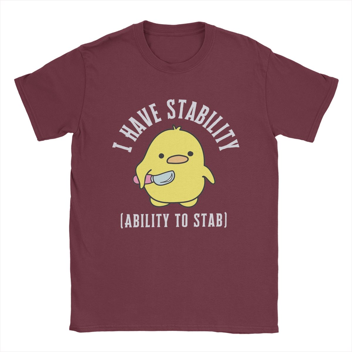 Comfortable season I Have Stability Ability To Stab Witty Quote T-Shirt for Men Vintage Pure Cotton Tee Shirt Short Sleeve T Shirt Summer Tops XXXXXL bordeaux