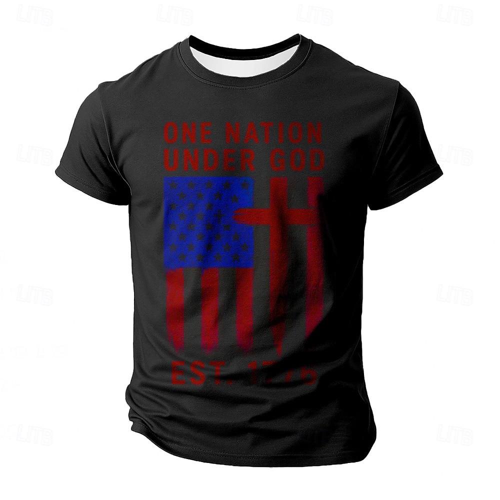ETST37 Men's American US Flag Patriotic T Shirt Short Sleeve T shirt 3D Print Crew Neck Shirt Fashion Daily Basic Street Casual Daily  Summer  Clothing XL