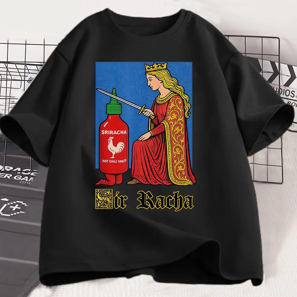 The best product for you Sir Racha Funny Chili Sauce Graphic T-Shirt Men Women Clothing High Quality Casual Cotton Short Sleeve T-Shirts Fashion T Shirts XXL