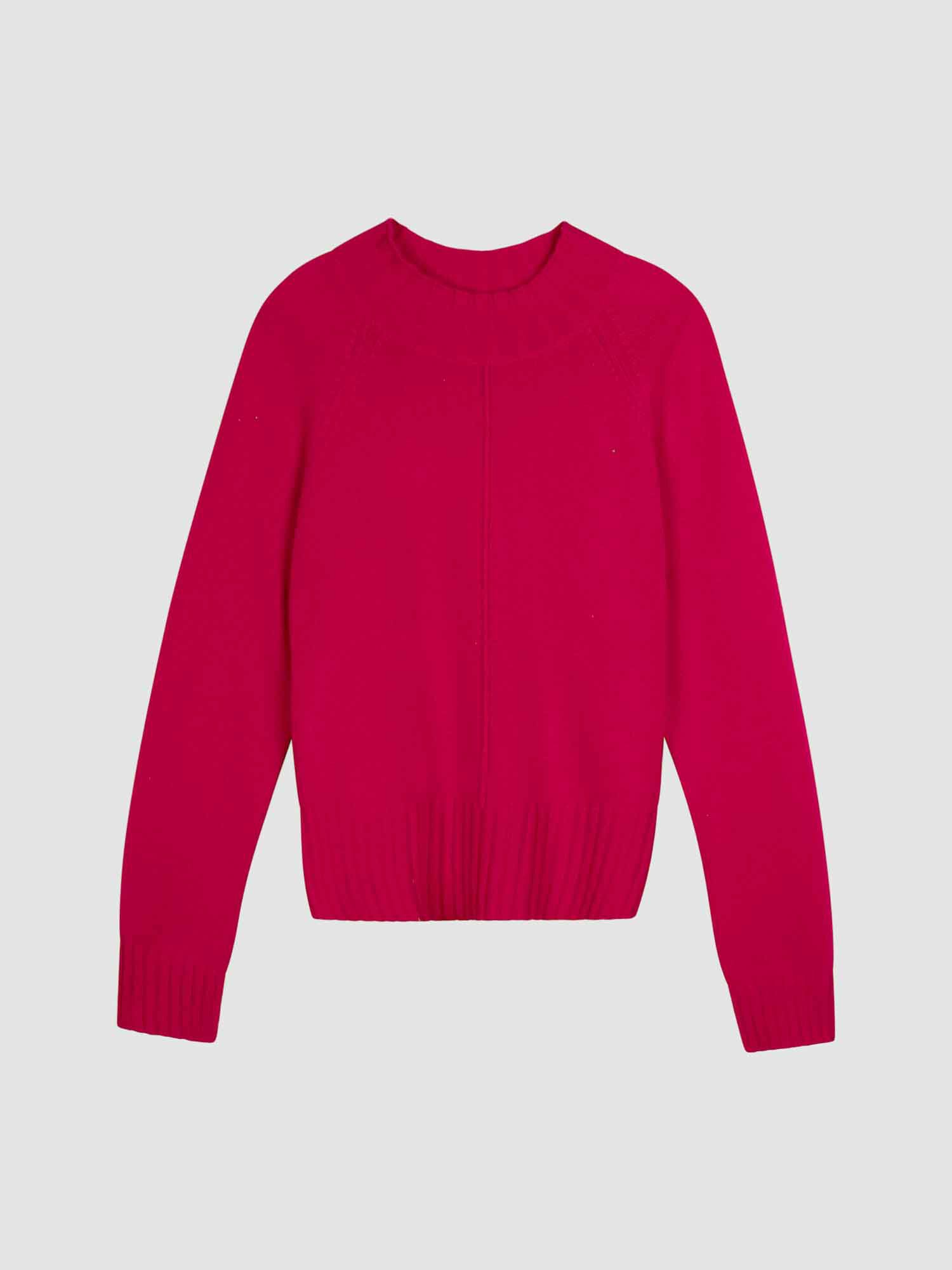 REPEAT cashmere Organisch cashmere sweater met geribde staande kraag
