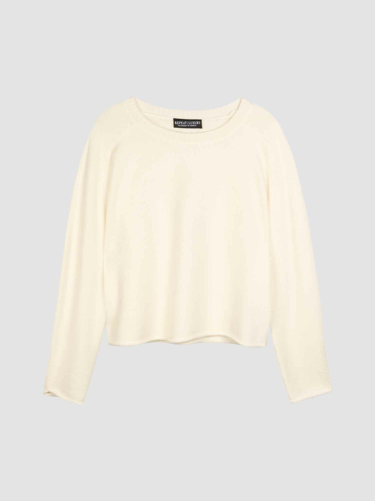 REPEAT cashmere Ruimvallende en korte cashmere sweater