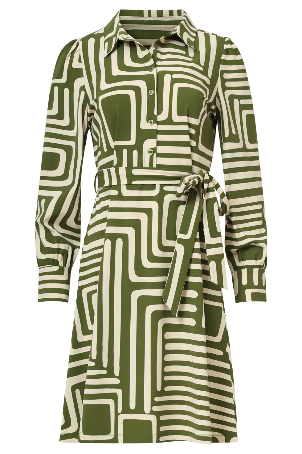Smashed Lemon Army en sand geometrische jurk in travelkwaliteit |