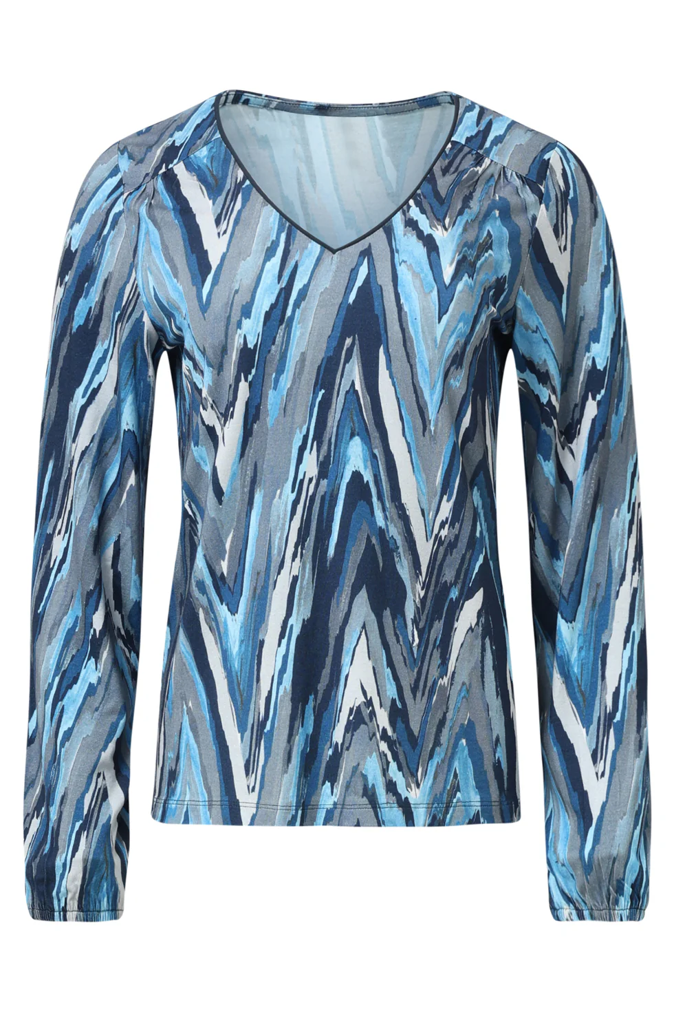 Smashed Lemon Damesgetailleerd zig zag geprint top |