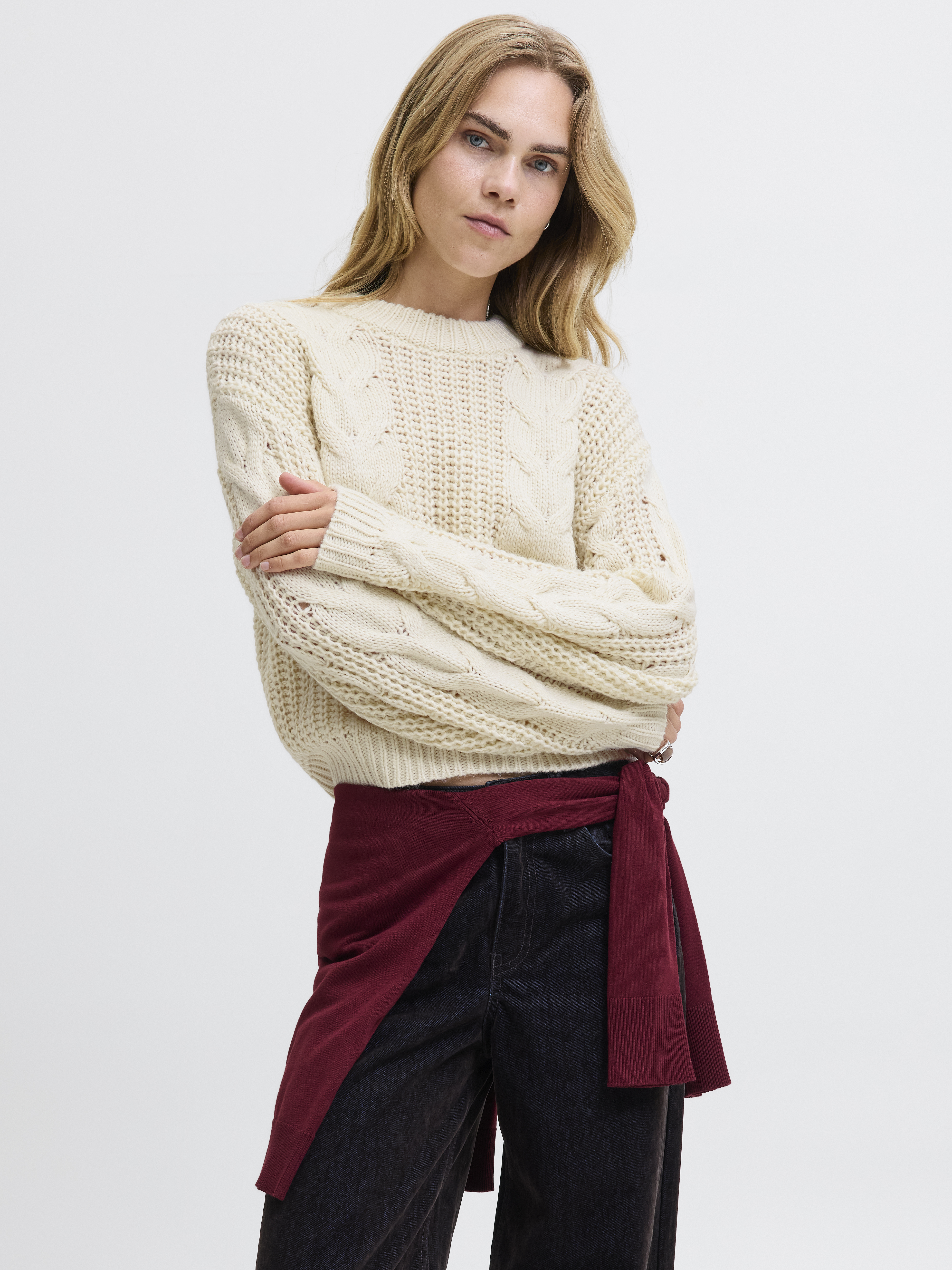 Jack & Jones Jxkelly chunky cable crew neck knit