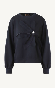 The Musthaves Trui Met Bloem Applicatie Zwart Stretch