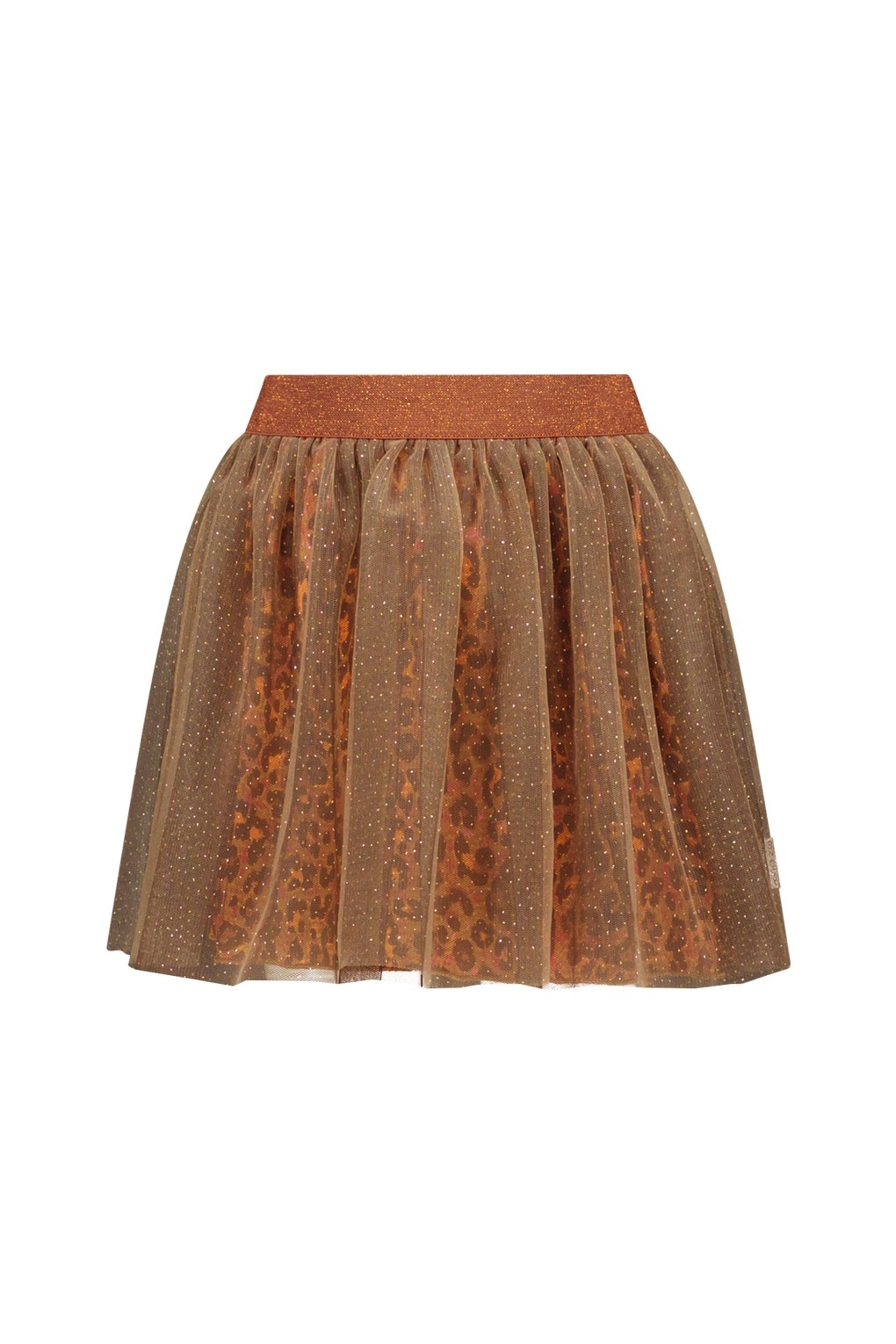 B.Nosy winter mesh rok meisjes - bruin - Rory - luipaard, laagjes met print