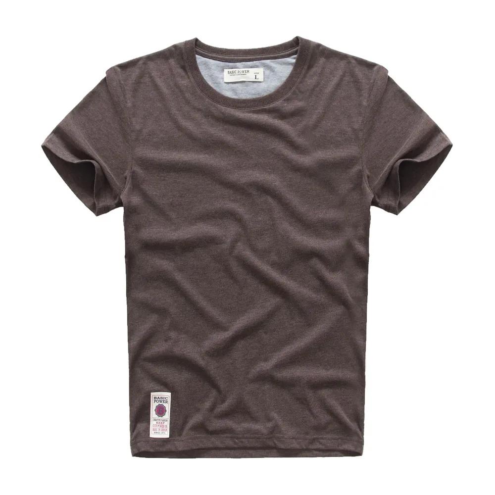 WTEMPO Heren T-shirt Katoen Effen Kleur T-shirt Mannen Causale O-hals Basic T-shirt Mannelijke Hoge Kwaliteit Klassieke Tops 3XL koffie
