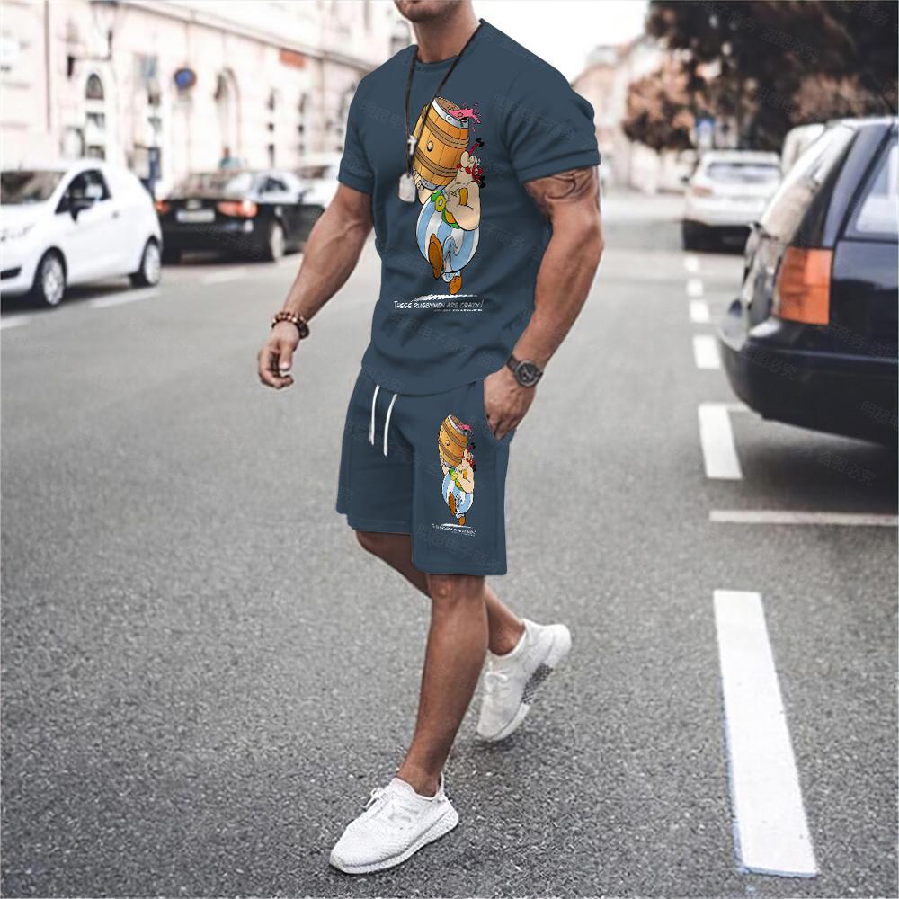 ETST WENDY Asterix Obelix Deze Rugby zijn gekke oversized T-shirtsets voor herenkleding, shorts, streetwear, 3D-bedrukte tops, T-shirts XL