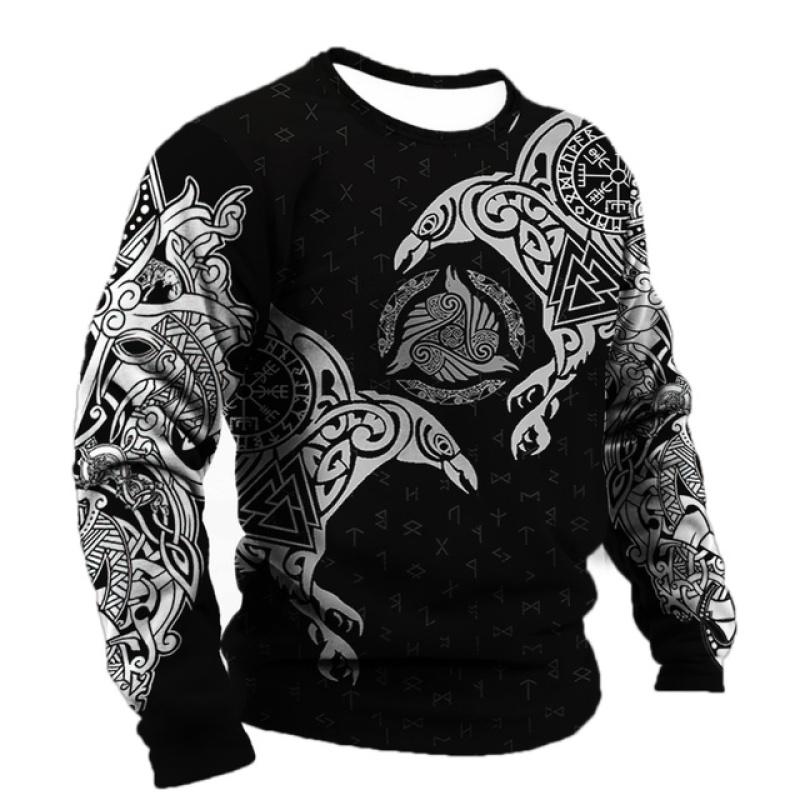 ETST WENDY Vintage voor Mannelijke T-shirt Blouse Vleugels Harajuku Viking Print Lange Mouw Tops Katoen Mannen T-shirt Straat Losse Tee casual Kleding 3XL