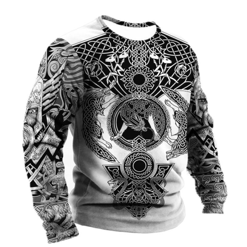 ETST WENDY Vintage voor Mannelijke T-shirt Blouse Vleugels Harajuku Viking Print Lange Mouw Tops Katoen Mannen T-shirt Straat Losse Tee casual Kleding 4XL