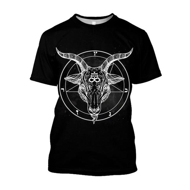 Baibao QIQI Jumeast 3D Evil Satanisme Satan Gedrukt Heren T-shirts Grunge Y2K Casual T-shirts Horror Mode Streetwear T-shirty Gothic Tops XL