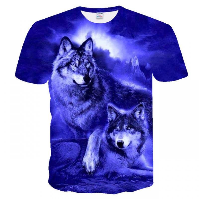 ForYourBeauty Zomer Tops Mannen Plus Size Kleding Wolf 3D Print T-shirt Dierlijk Patroon Tees O Hals Korte Mouw Top Ademende Man Shirts 5XL