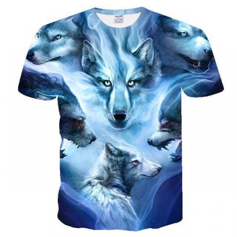 ForYourBeauty Zomer Tops Mannen Plus Size Kleding Wolf 3D Print T-shirt Dierlijk Patroon Tees O Hals Korte Mouw Top Ademende Man Shirts 4XL