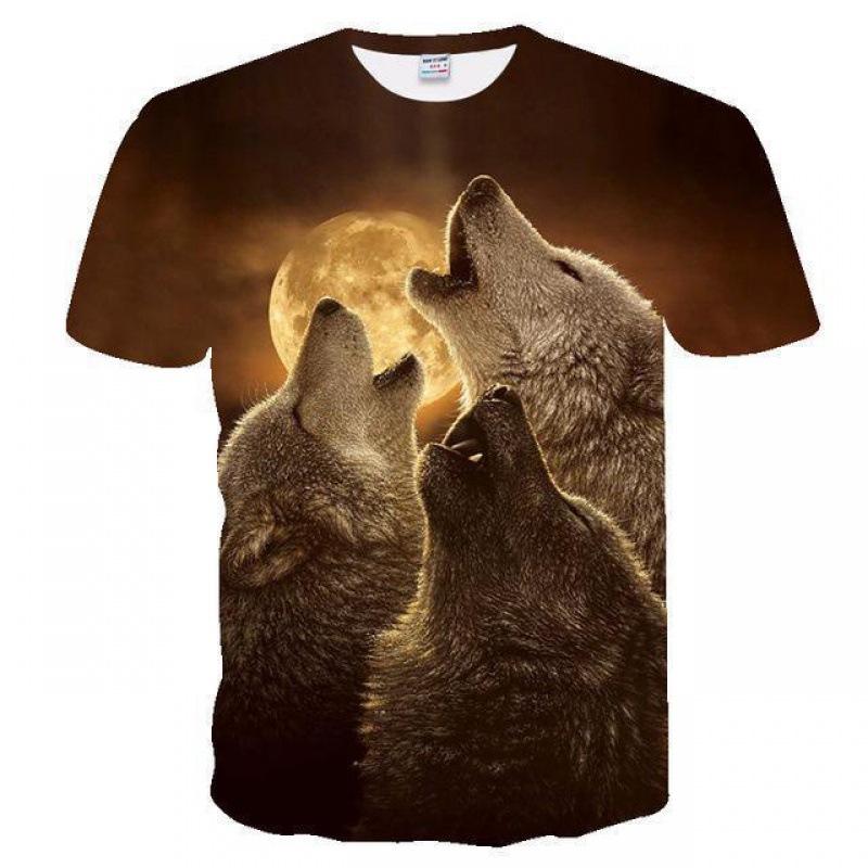 ForYourBeauty Zomer Tops Mannen Plus Size Kleding Wolf 3D Print T-shirt Dierlijk Patroon Tees O Hals Korte Mouw Top Ademende Man Shirts 2XL