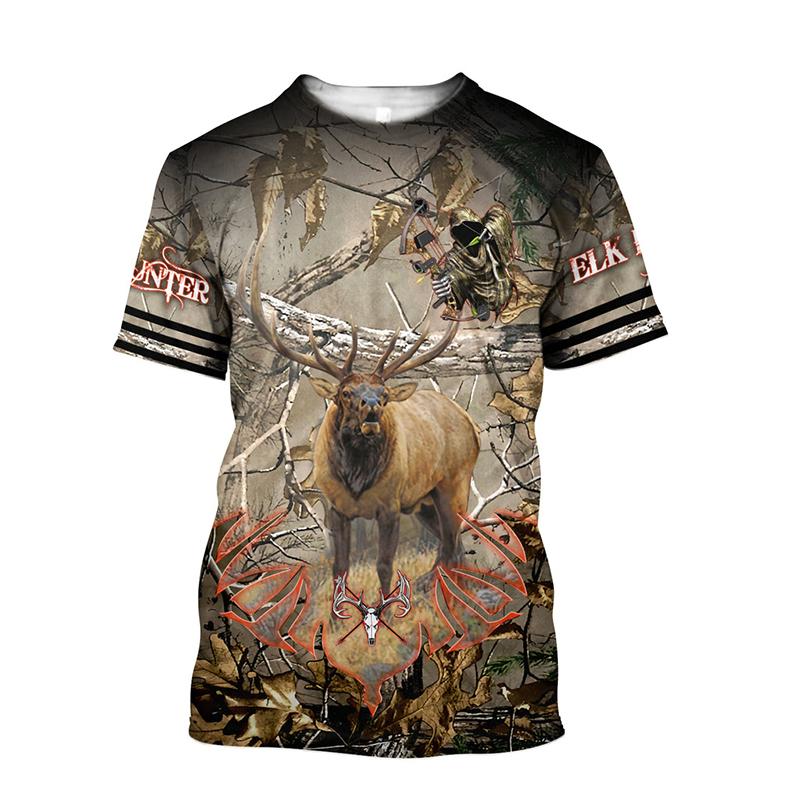 ETST 07 Buiten Zomer Casual Heren T-shirt Camouflage Jacht Dier 3D T-shirt Mode Straat Vrouwen Trui Korte Mouw T-shirt 2XL