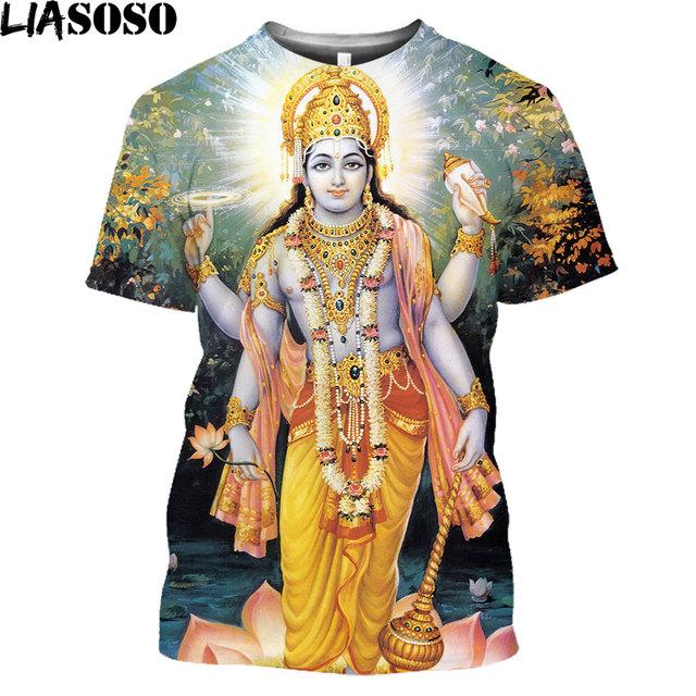 Baibao QIQI Top Hindoe Lord God Shiva T-shirts Brahma 3D Print Hindoeïsme Vishnu Mannen T-shirt Vrouwen Gelovige Mythe Cosplay Cool Tees tops M