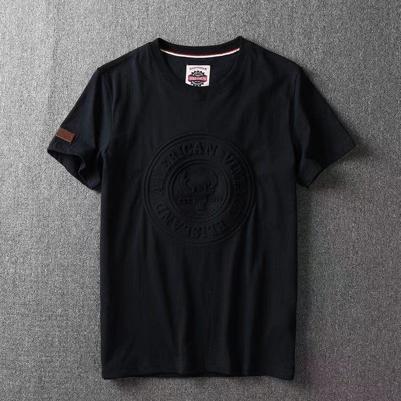 WTEMPO Retro Creatief 3D-printen 100% Katoen Ronde Hals T-shirt met korte mouwen Heren Comfortabel Casual Hong Kong-stijl Paar Halve mouwen L