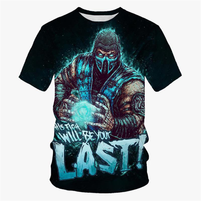 Baibao QIQI Mortal Kombat 3D Print T-shirt voor heren Vechtspel T-shirt Mode O-hals Korte mouw Hip Hop Trend Harajuku Zomer Losse top XXS