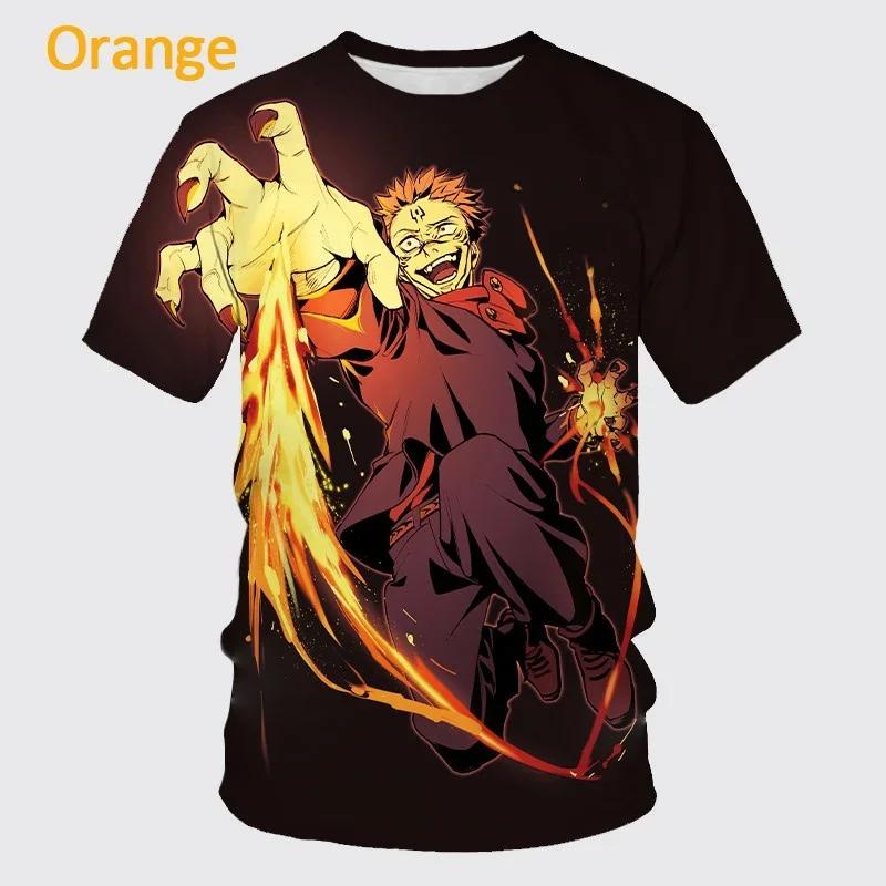 ETST0013 2024 Zomer Nieuwe Anime Jujutsu Kaisen 3D-print T-shirt Heren Persoonlijkheid Hiphop Korte mouwen Unisex Casual Ronde hals Tops L