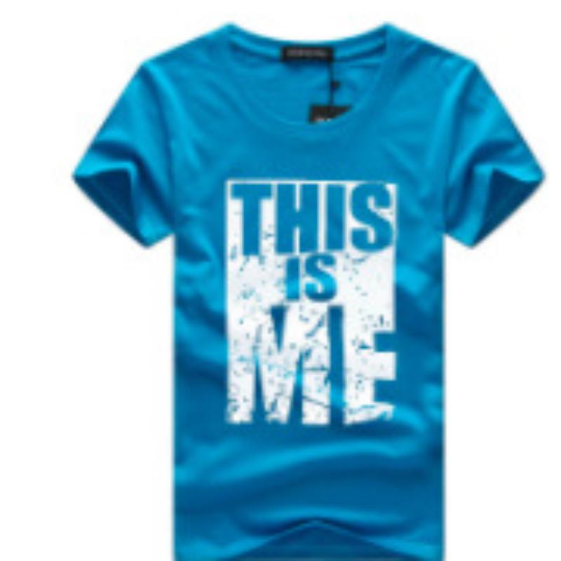 QICED Zomer T-shirt met korte mouwen Heren O-hals Trend Ondershirt XXXXXL lichtblauwe kleur