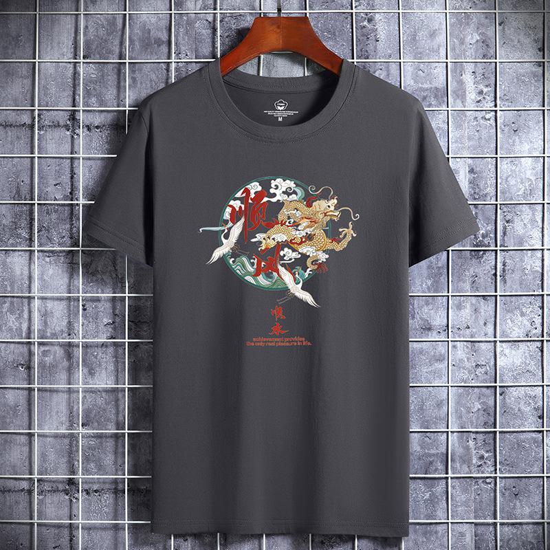 QICED Zomer T-shirt met korte mouwen Heren O-hals Trend Ondershirt XXXXXXL donkergrijze kleur