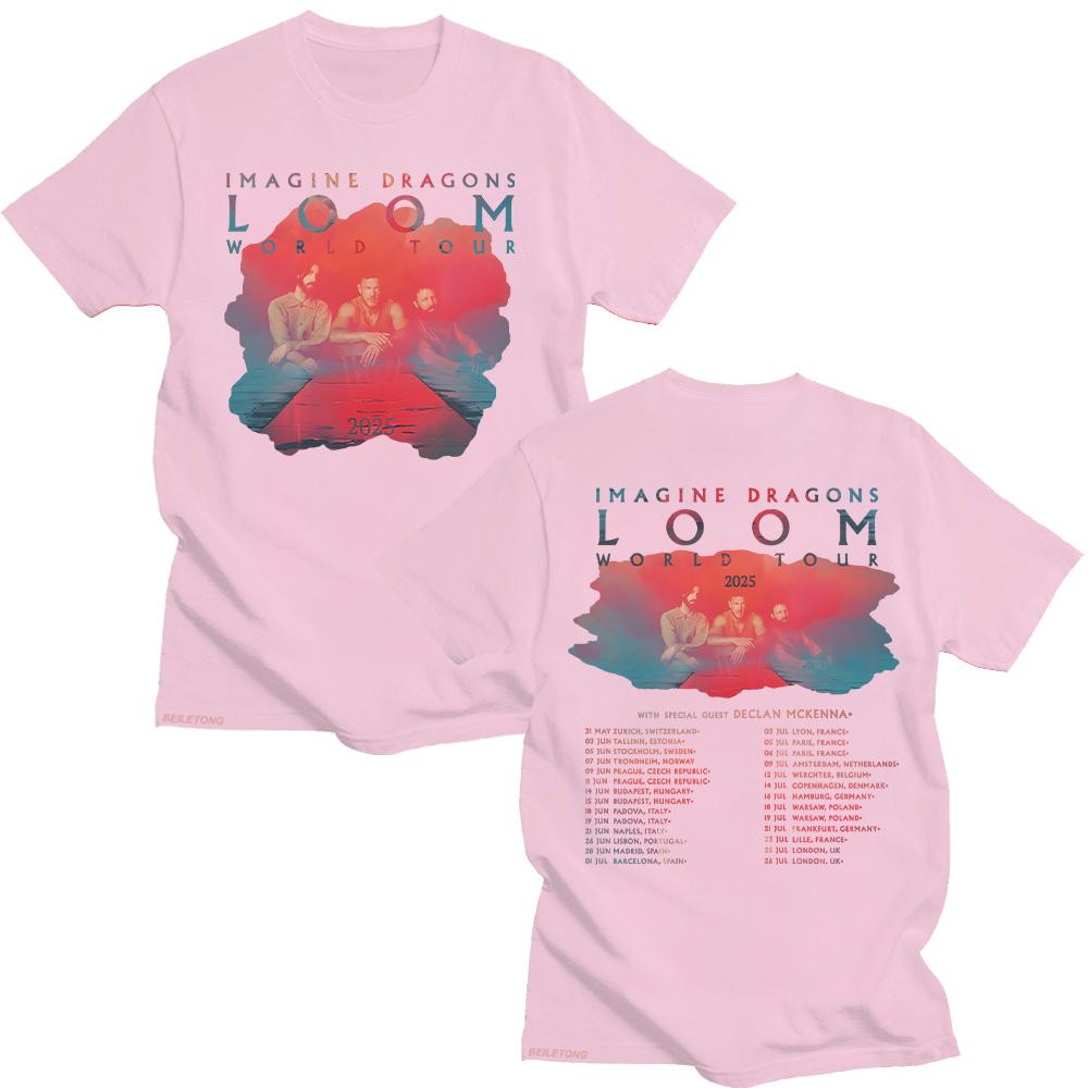 Trendy discount Imagine Dragons Band Loom Tour 2025 Nieuwe T-shirts Heren Dames Mode Hip Hop Retro T-shirt Katoen Korte Mouw Tees Esthetische Tops L