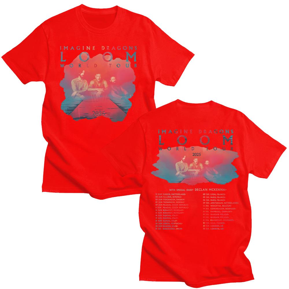 Trendy discount Imagine Dragons Band Loom Tour 2025 Nieuwe T-shirts Heren Dames Mode Hip Hop Retro T-shirt Katoen Korte Mouw Tees Esthetische Tops L