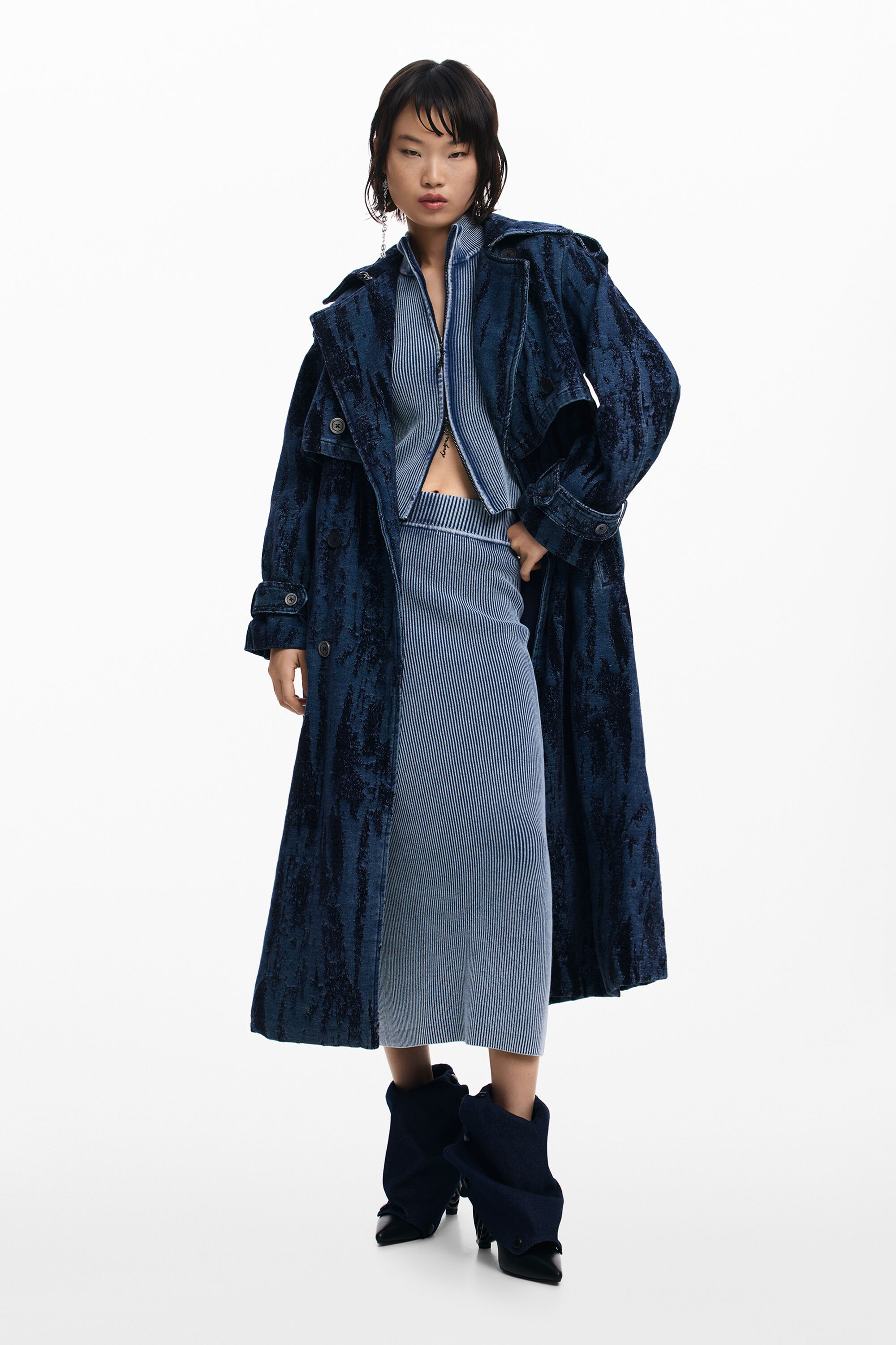 Desigual Verlopen denim trenchcoat - BLUE