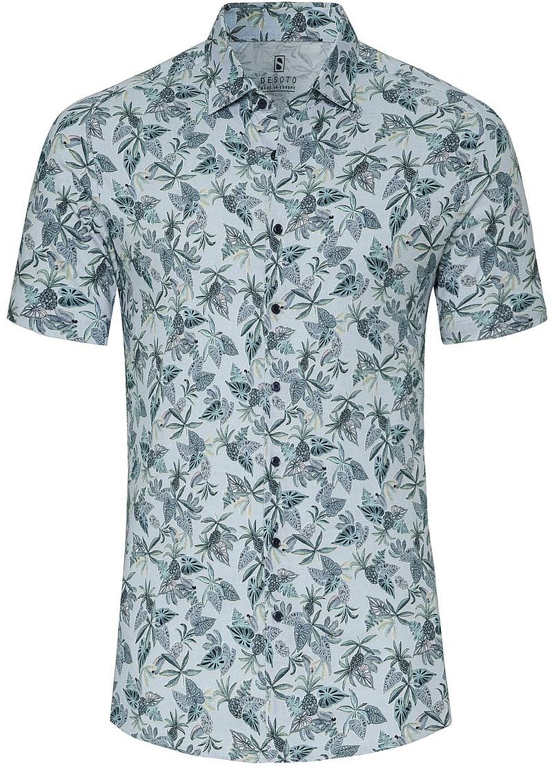 Desoto Short Sleeve Jersey Overhemd Print Lichtblauw