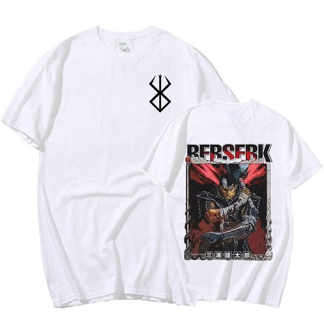 NEXT Urpretty7 Japanse Anime Berserk Guts Grafische T-shirt Zwaardvechter Gatsu Offer Zodd Vechten Zomer T-shirts Heren Dames Katoen Gothic T-shirts Streetwear L