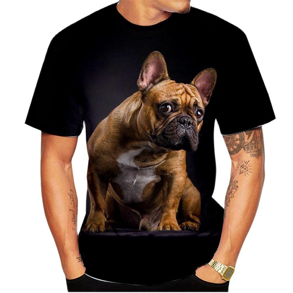 ETST WENDY Dier Franse Bulldog 3D Print T-shirt Heren Dames Trend Casual Zomer Tops Losse ronde hals Korte mouw Herenkleding L
